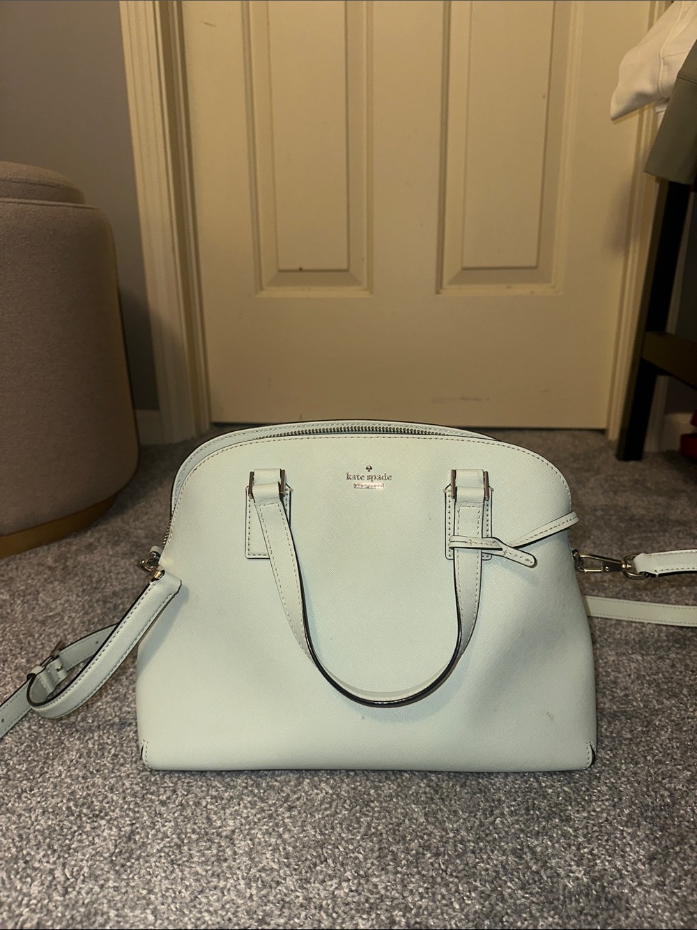 kate spade Light Blue Dome Satchel with Crossbody Strap